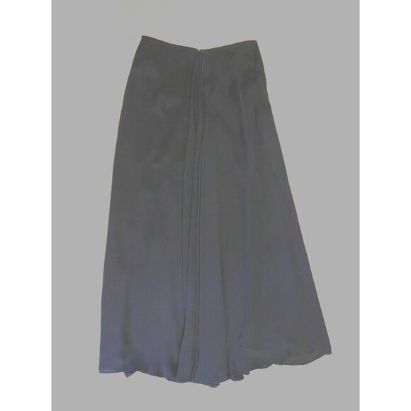 Talbots Long Maxi Skirt 4 Black SILK Back Pleat Classic Flat Front NWT $148 - Picture 12 of 12